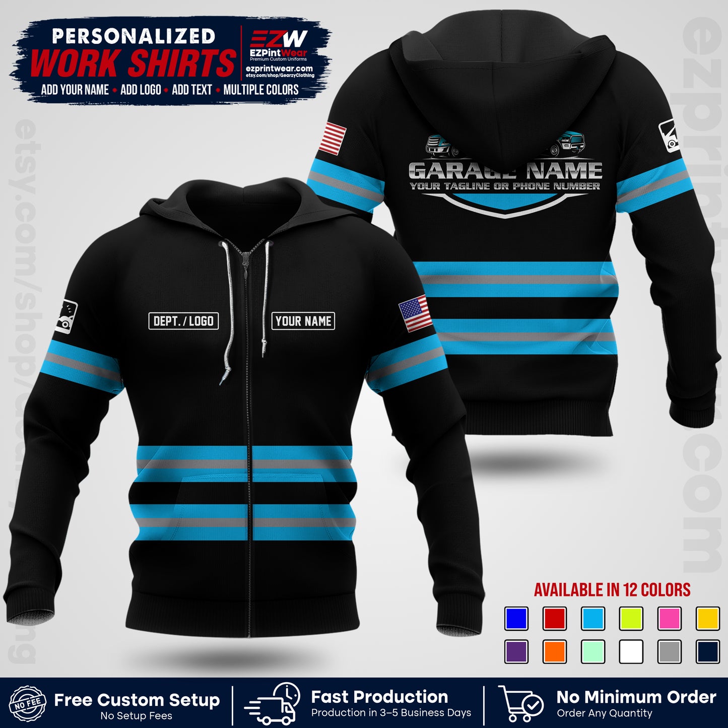 Custom Towing Workwear Uniform | Personalized Tow Truck Shirt | Non-Reflective Safety Stripe Apparel | Custom Towing Shirt | Tow Truck Apparel TW03