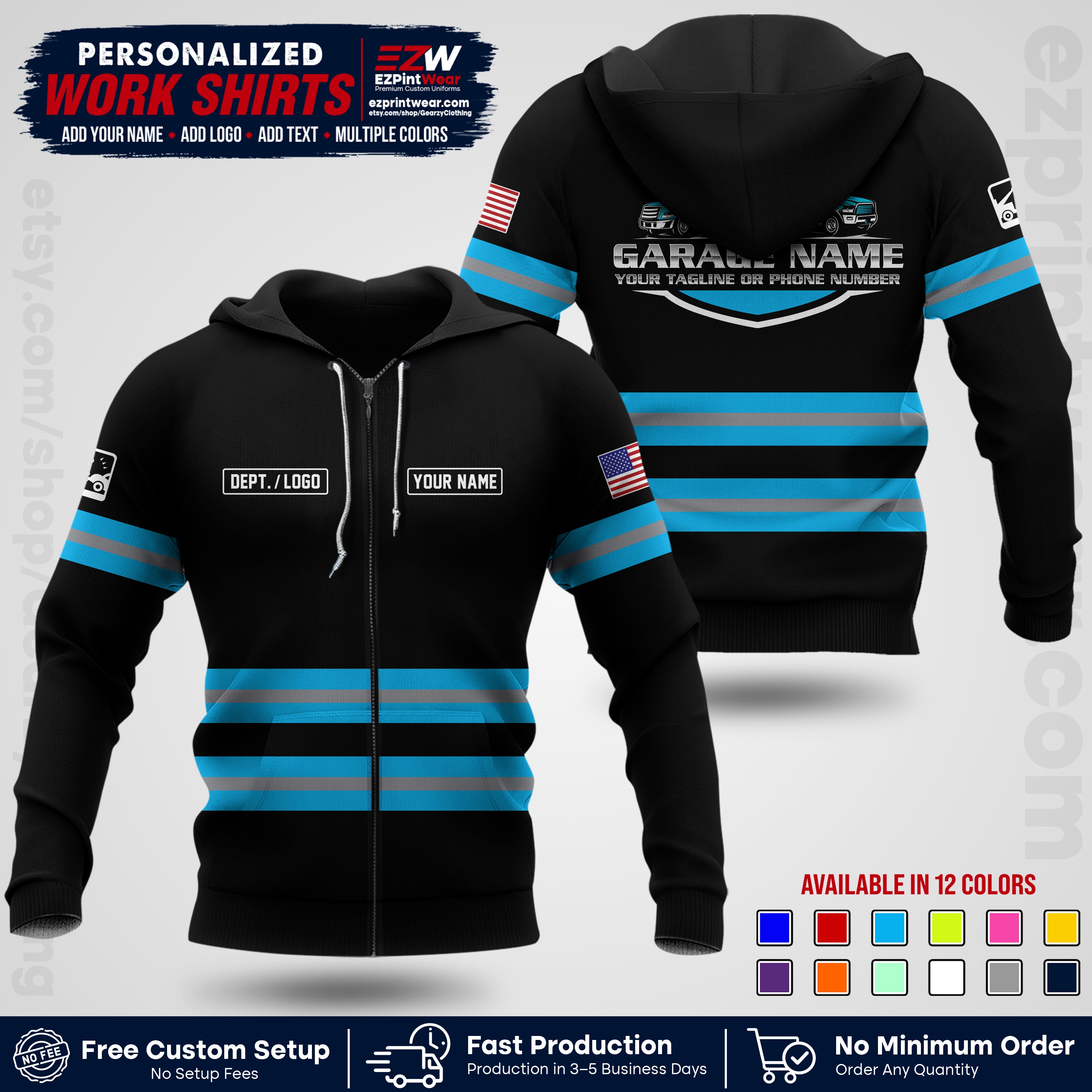Custom Towing Workwear Uniform | Personalized Tow Truck Shirt | Non-Reflective Safety Stripe Apparel | Custom Towing Shirt | Tow Truck Apparel TW03