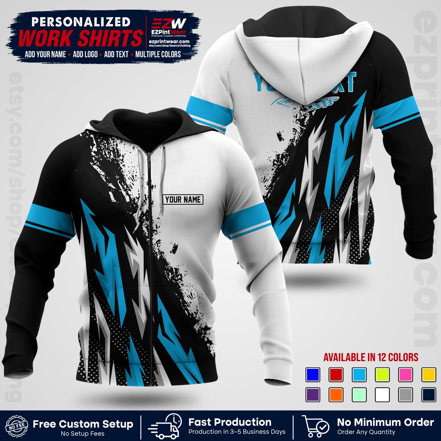 Custom Racing Shirt with Name, Logo & Text | Race Team Uniform | Crew Apparel RC08