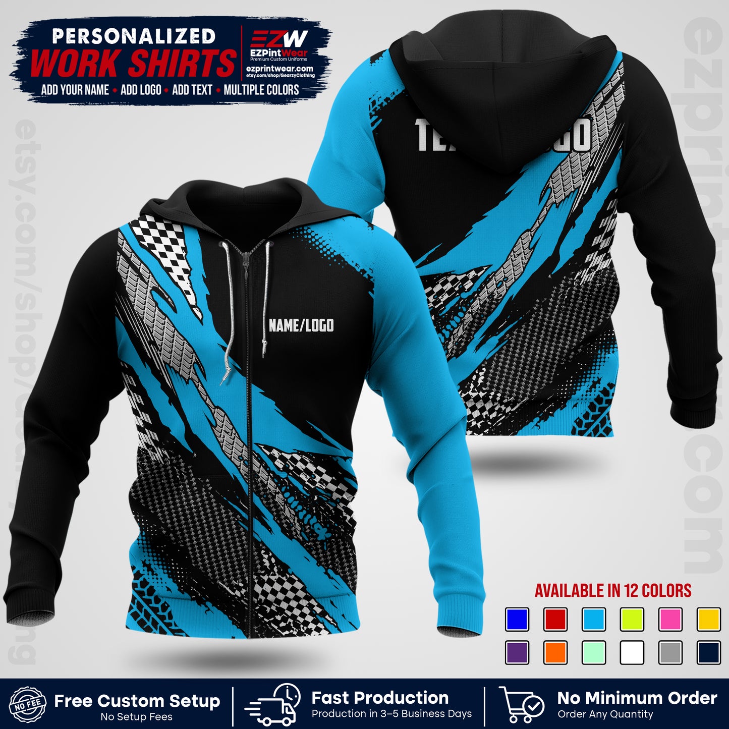 Custom Racing Shirt with Name, Logo & Text | Race Team Uniform | Crew Apparel RC05