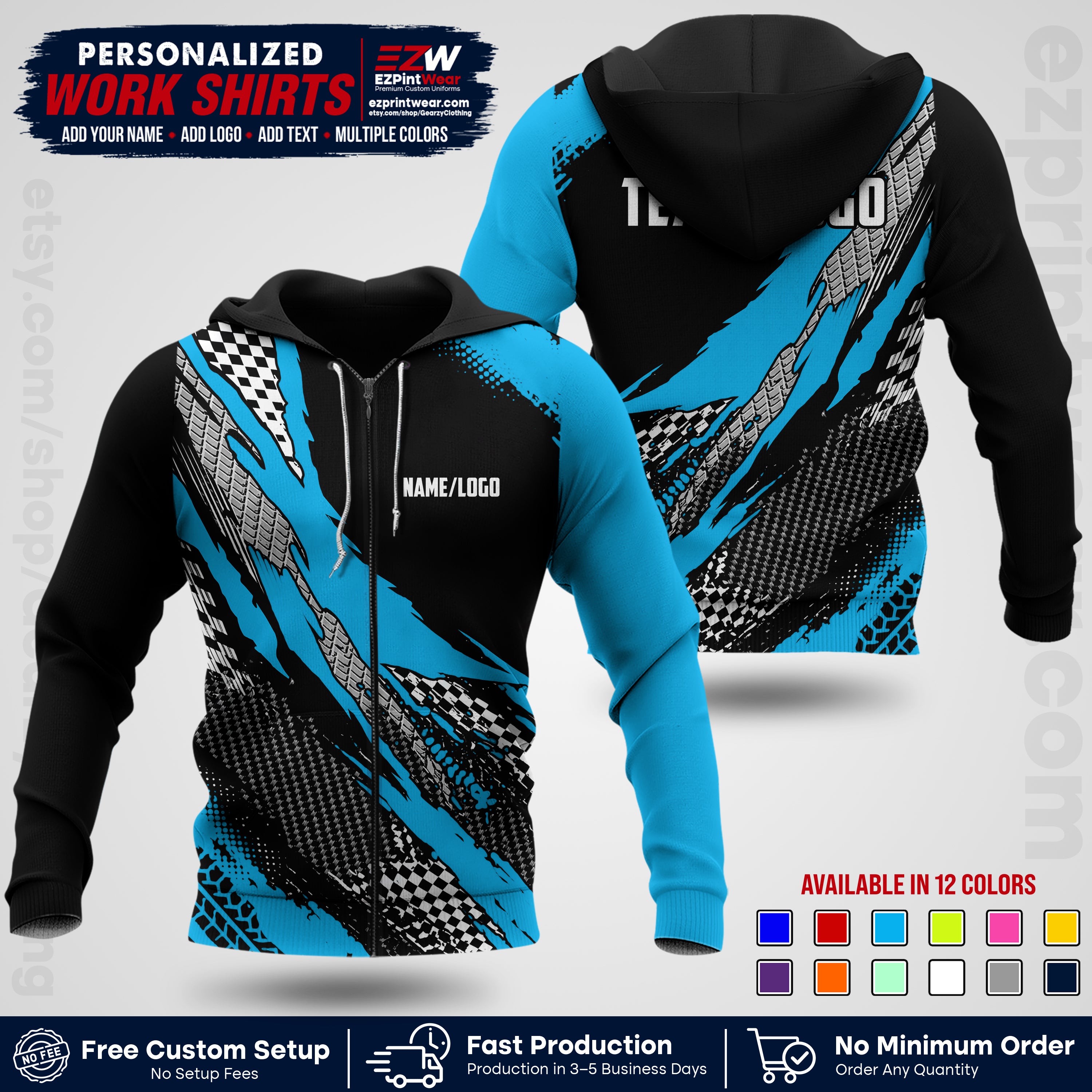 Custom Racing Shirt with Name, Logo & Text | Race Team Uniform | Crew Apparel RC05