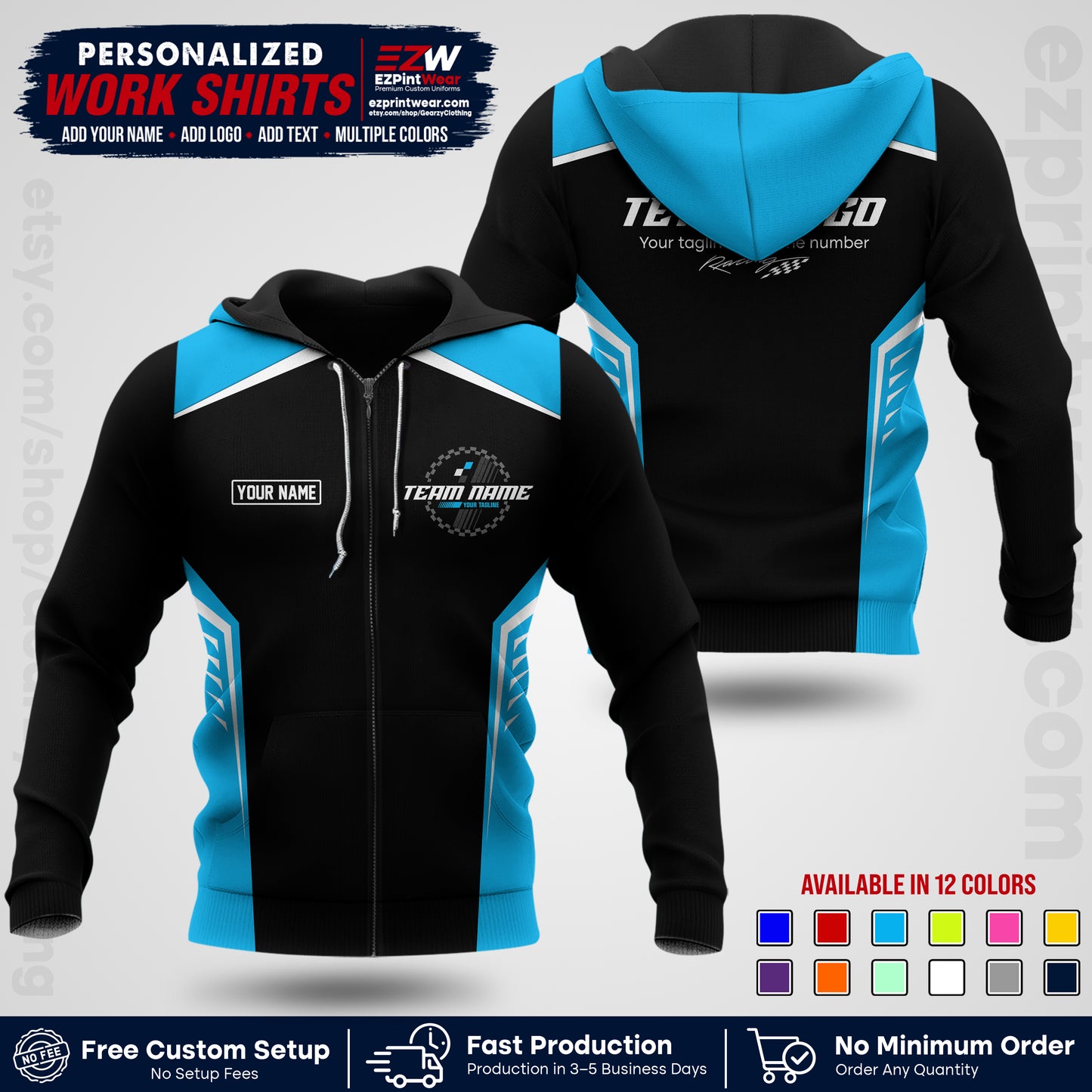 Custom Racing Shirt with Name, Logo & Text | Race Team Uniform | Crew Apparel RC07