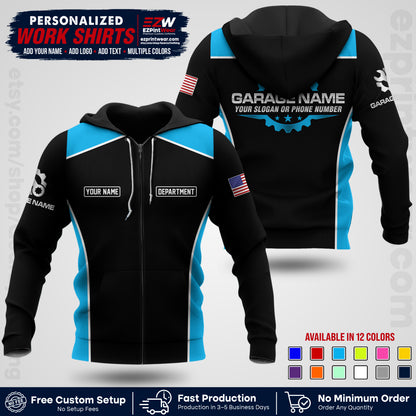 Custom Mechanic Work Shirt with Name, Logo & Text | Auto Shop Uniform | Workwear MCN 07