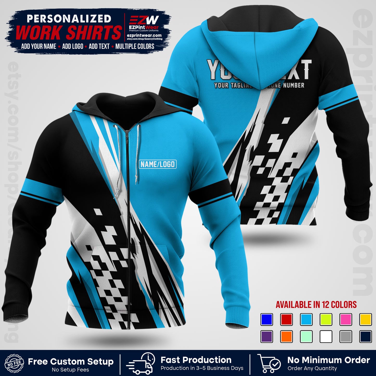 Custom Racing Shirt with Name, Logo & Text | Race Team Uniform | Crew Apparel RC04