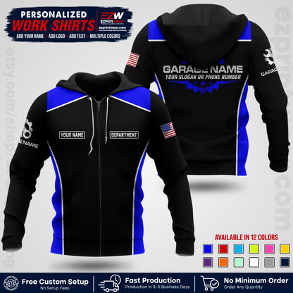 Custom Mechanic Work Shirt with Name, Logo & Text | Auto Shop Uniform | Workwear MCN 07
