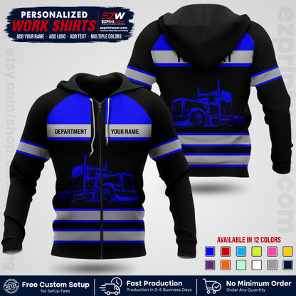 Personalized Truck Driver Workwear Uniform | Custom Safety Stripe Apparel | Non-Reflective Reflective Style Design TW02