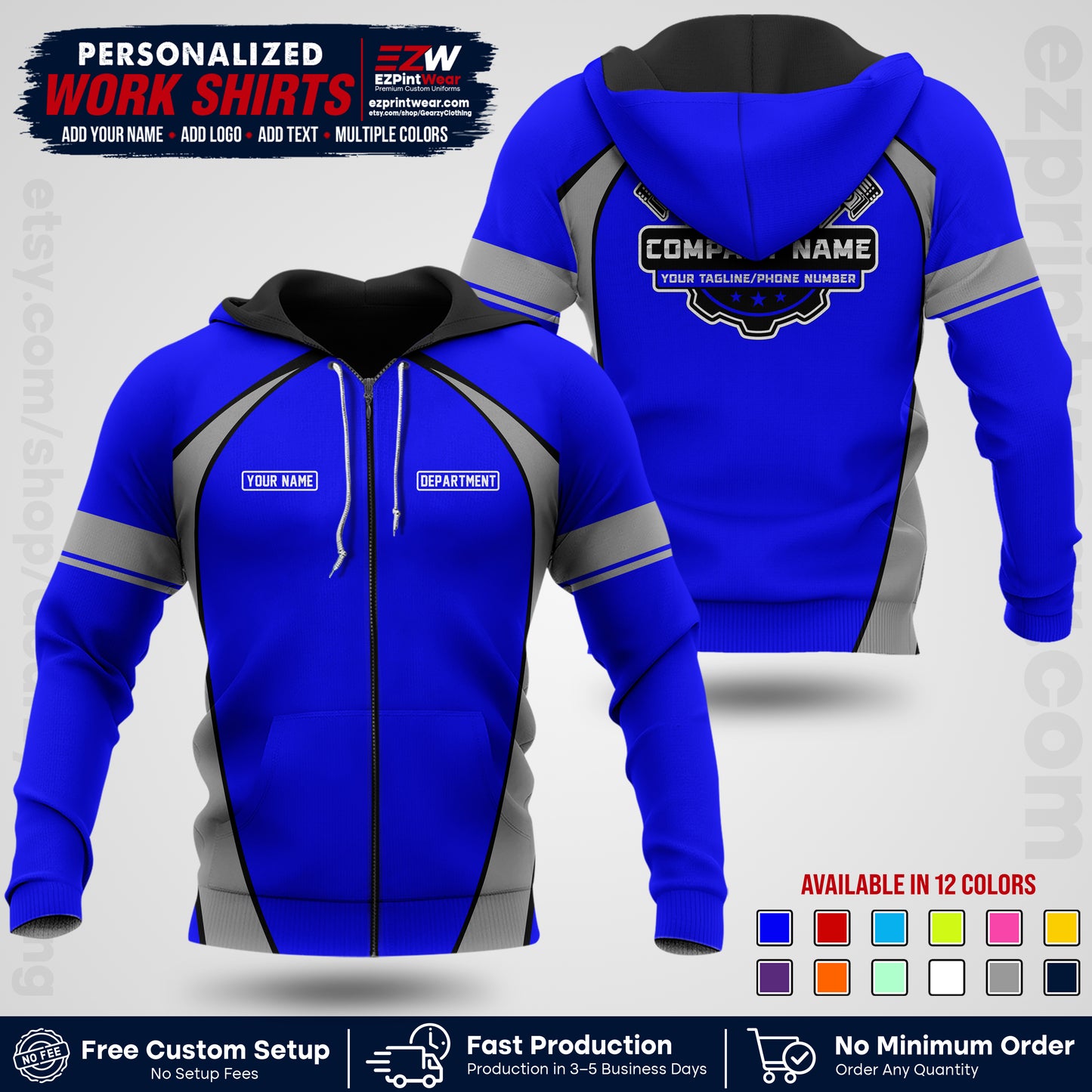 Custom Mechanic Work Shirt with Name, Logo & Text | Auto Shop Uniform | Workwear MCN 09