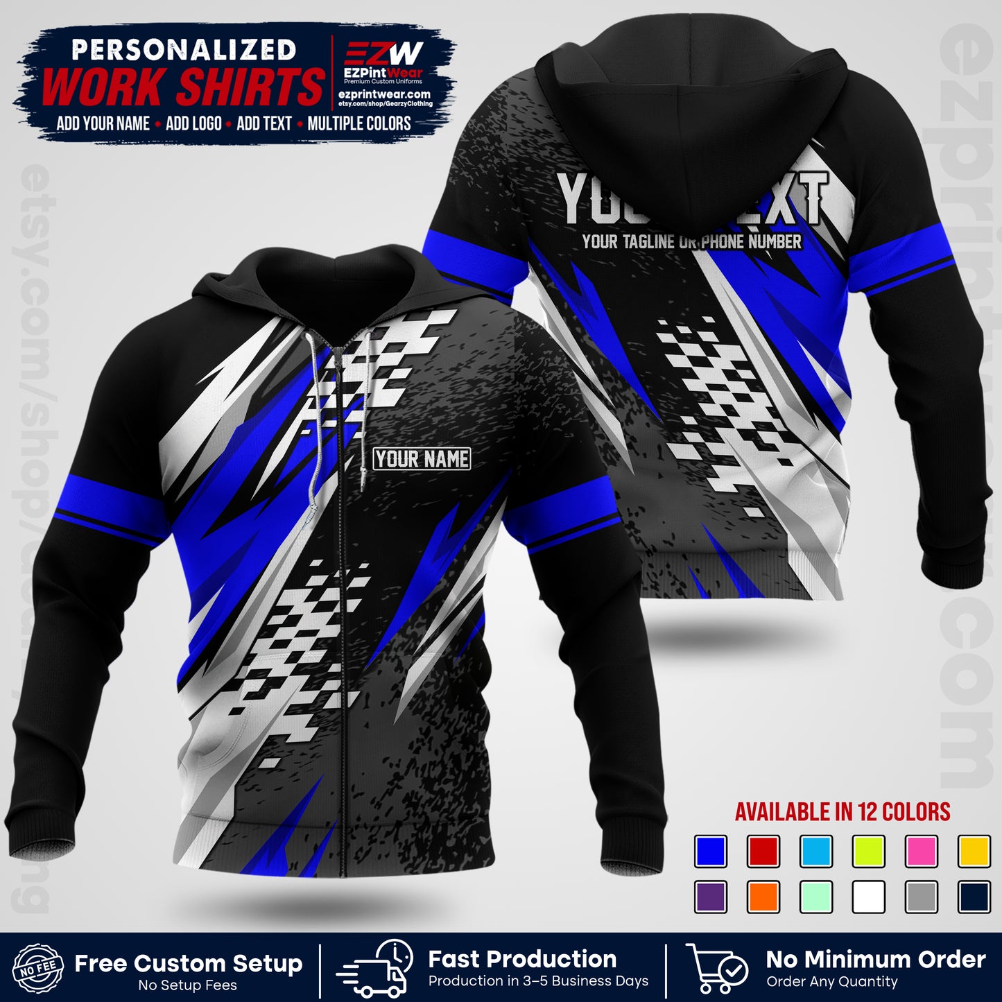 Custom Racing Shirt with Name, Logo & Text | Race Team Uniform | Crew Apparel RC03