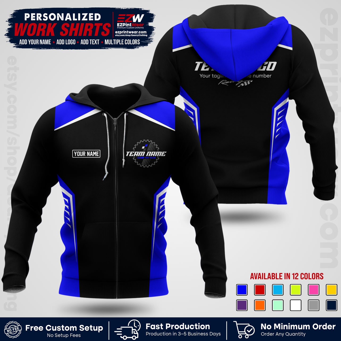 Custom Racing Shirt with Name, Logo & Text | Race Team Uniform | Crew Apparel RC07