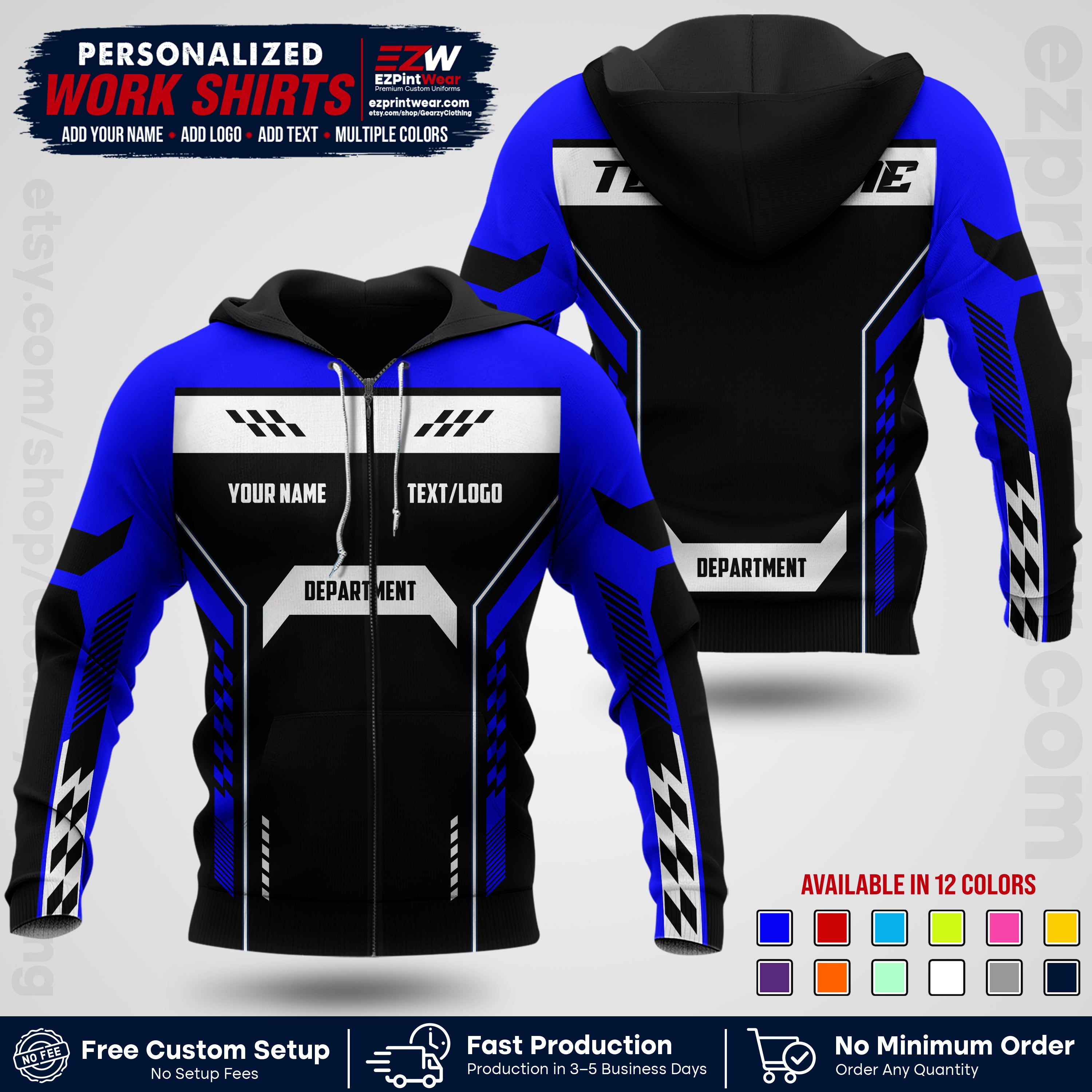 Custom All Over Print Work Uniform Shirt with Name, Logo & Text | Custom Hawaiian Shirt | Company Shirt | Employee Uniform UNF18