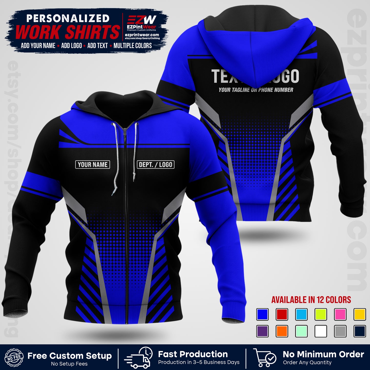 Custom All Over Print Work Uniform Shirt with Name, Logo & Text | Custom Hawaiian Shirt | Company Shirt | Employee Uniform UNF08