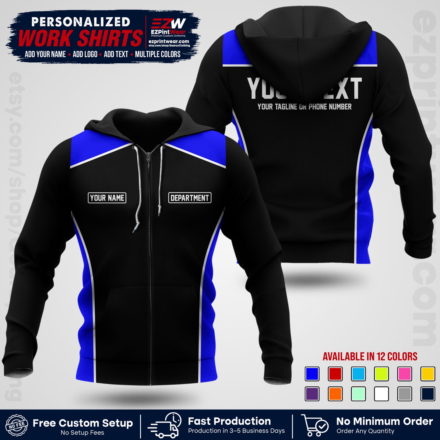 Custom All Over Print Work Uniform Shirt with Name, Logo & Text | Custom Hawaiian Shirt | Company Shirt | Employee Uniform UNF12