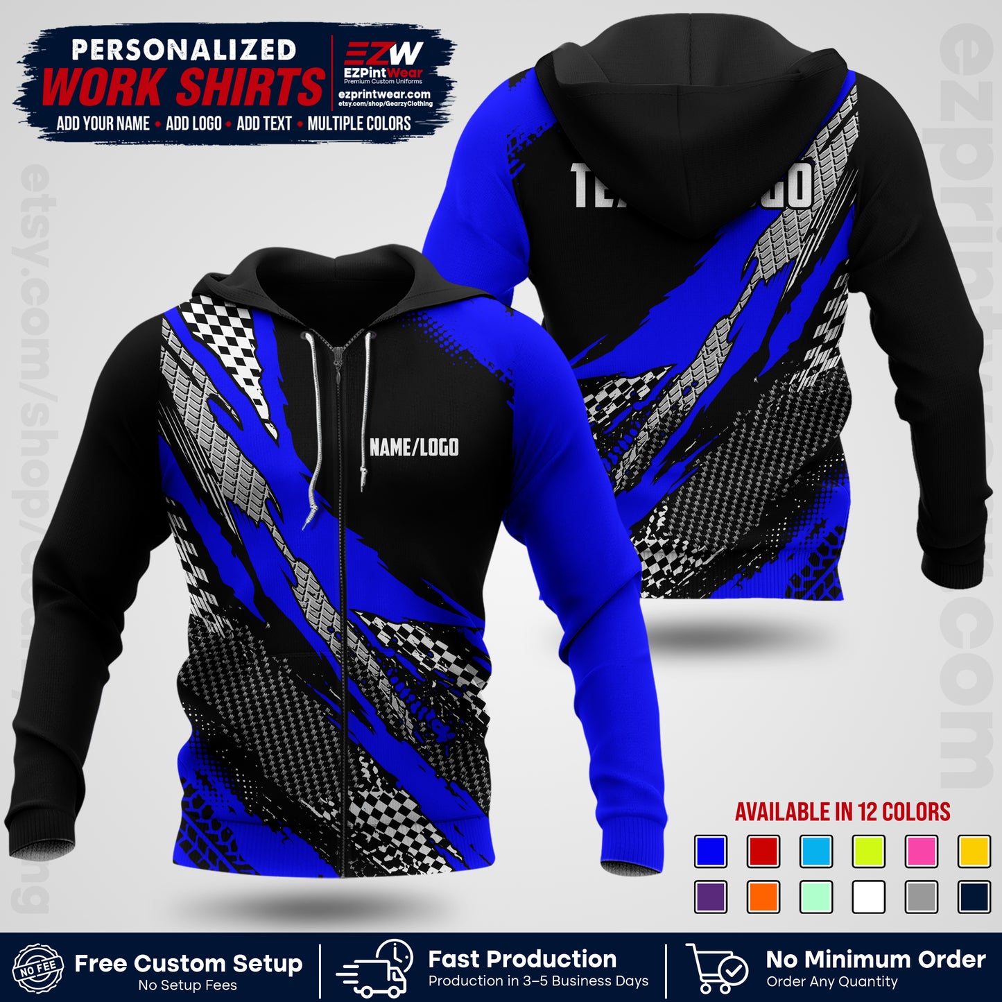 Custom Racing Shirt with Name, Logo & Text | Race Team Uniform | Crew Apparel RC05