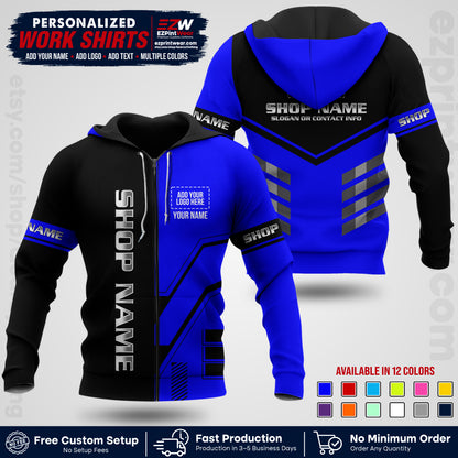 Custom All Over Print Work Uniform Shirt with Name, Logo & Text | Custom Hawaiian Shirt | Company Shirt | Employee Uniform UNF11