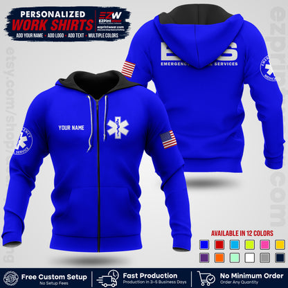 Custom EMS Shirt with Name, Logo & Text | EMS Team Uniform | First Responder Workwear EMSU01