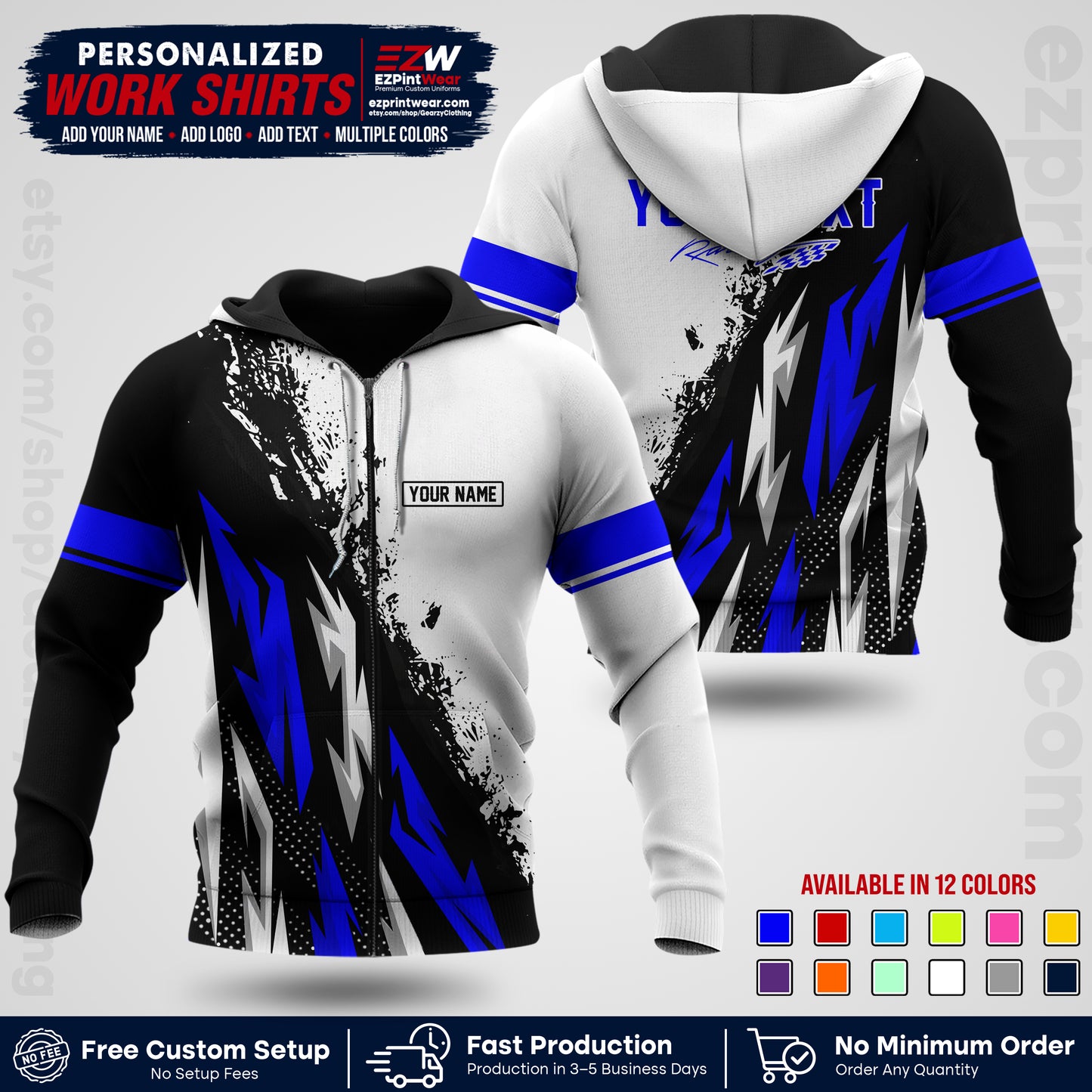 Custom Racing Shirt with Name, Logo & Text | Race Team Uniform | Crew Apparel RC08