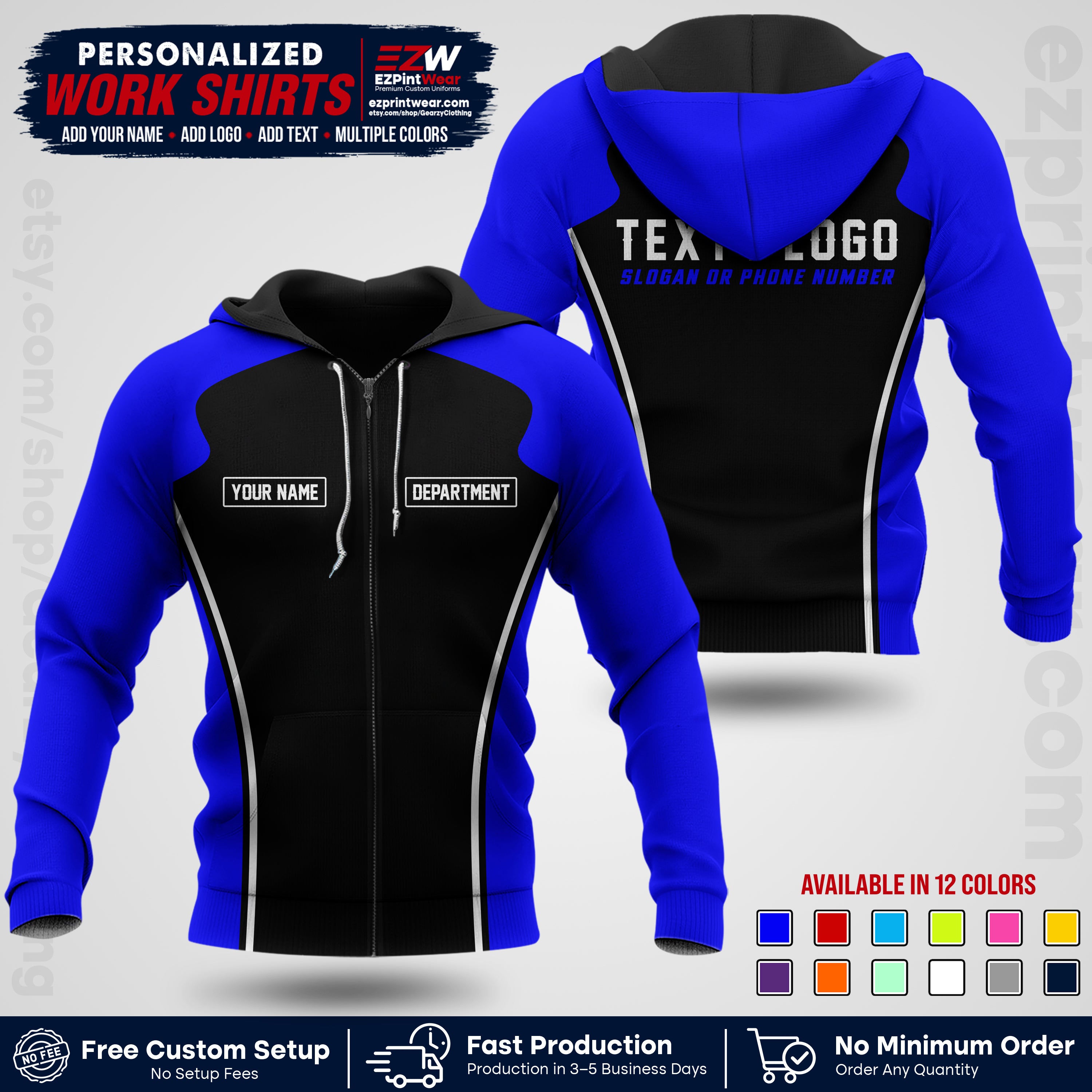 Custom All Over Print Work Uniform Shirt with Name, Logo & Text | Custom Hawaiian Shirt | Company Shirt | Employee Uniform UNF16