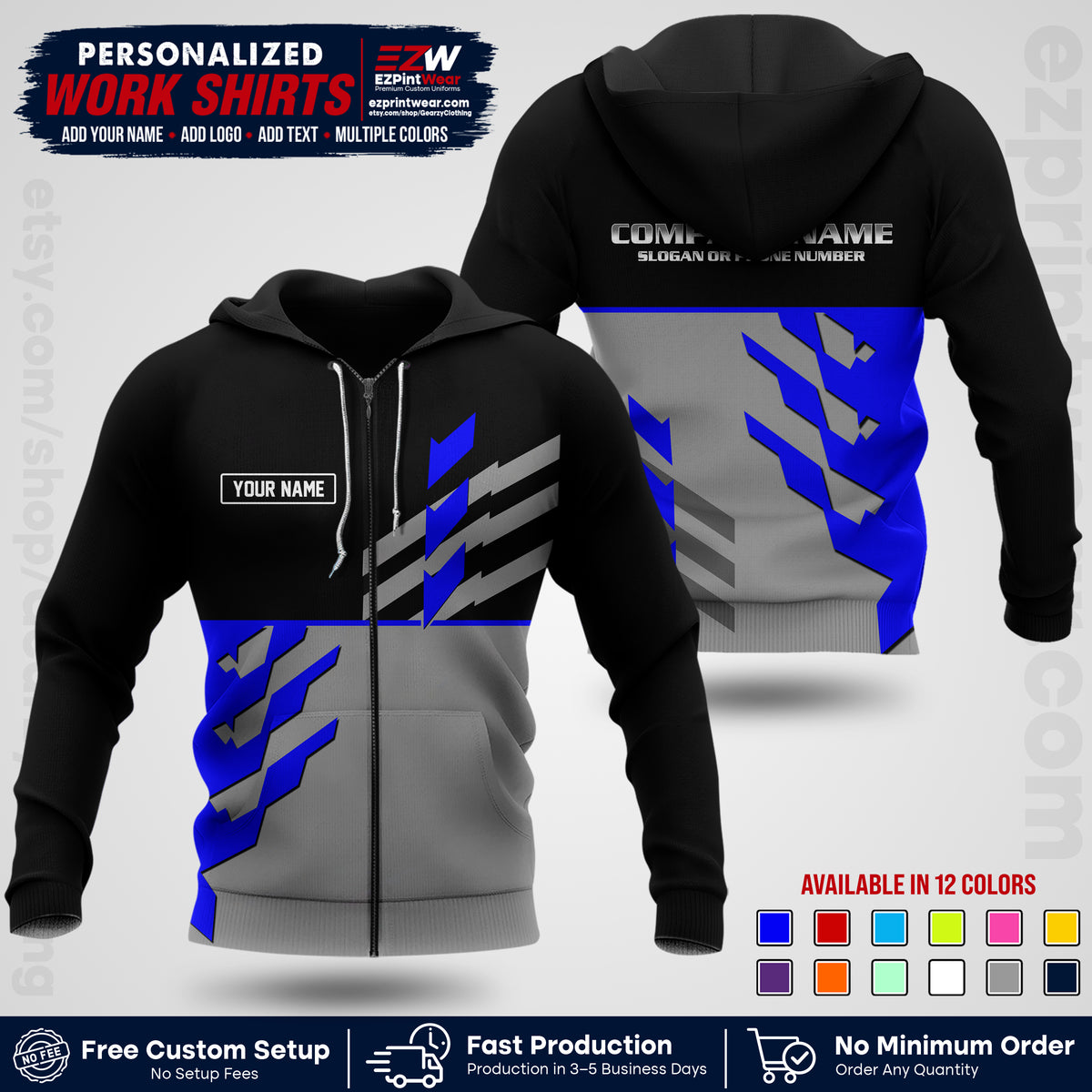 Custom All Over Print Work Uniform Shirt with Name, Logo & Text | Custom Hawaiian Shirt | Company Shirt | Employee Uniform UNF21
