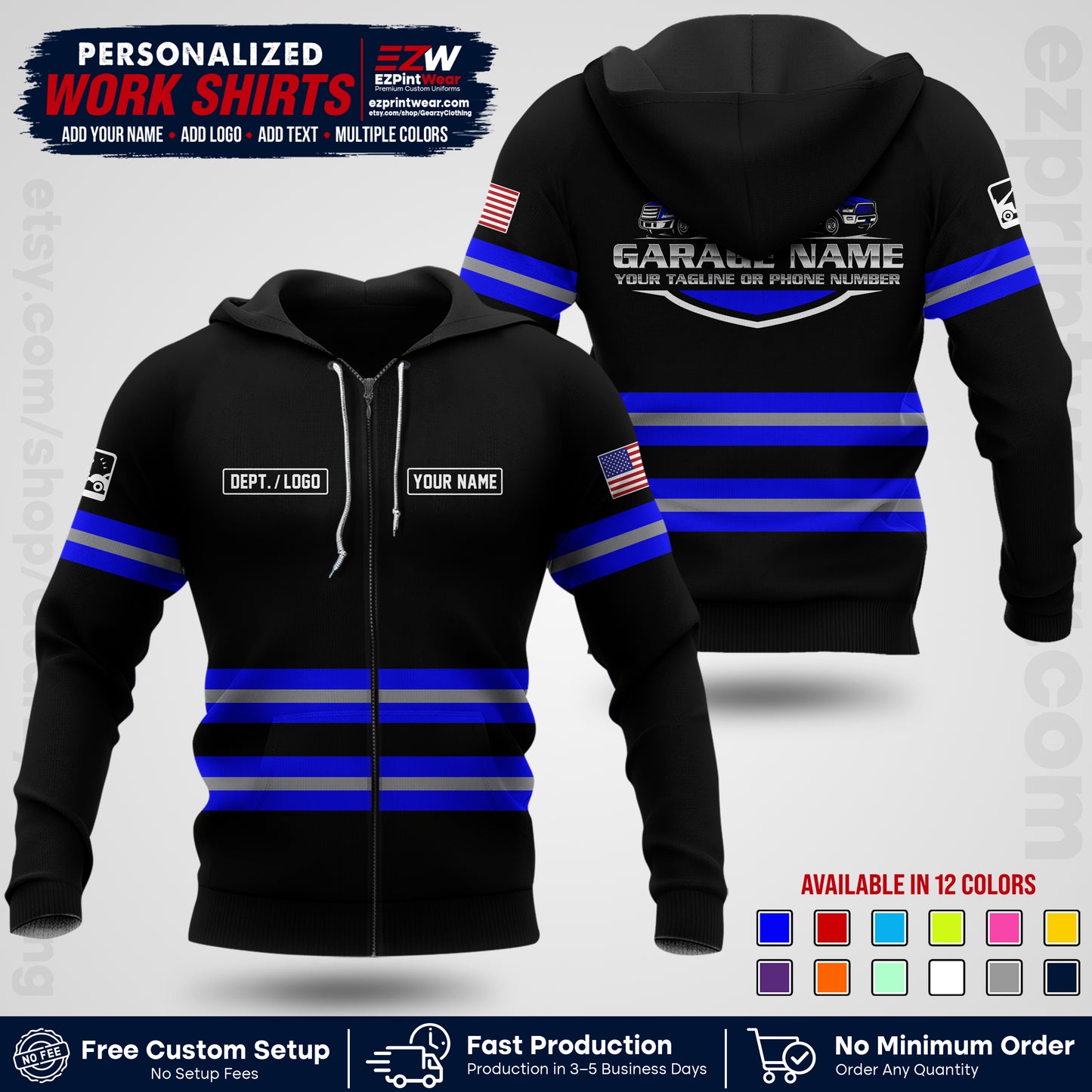 Custom Towing Workwear Uniform | Personalized Tow Truck Shirt | Non-Reflective Safety Stripe Apparel | Custom Towing Shirt | Tow Truck Apparel TW03