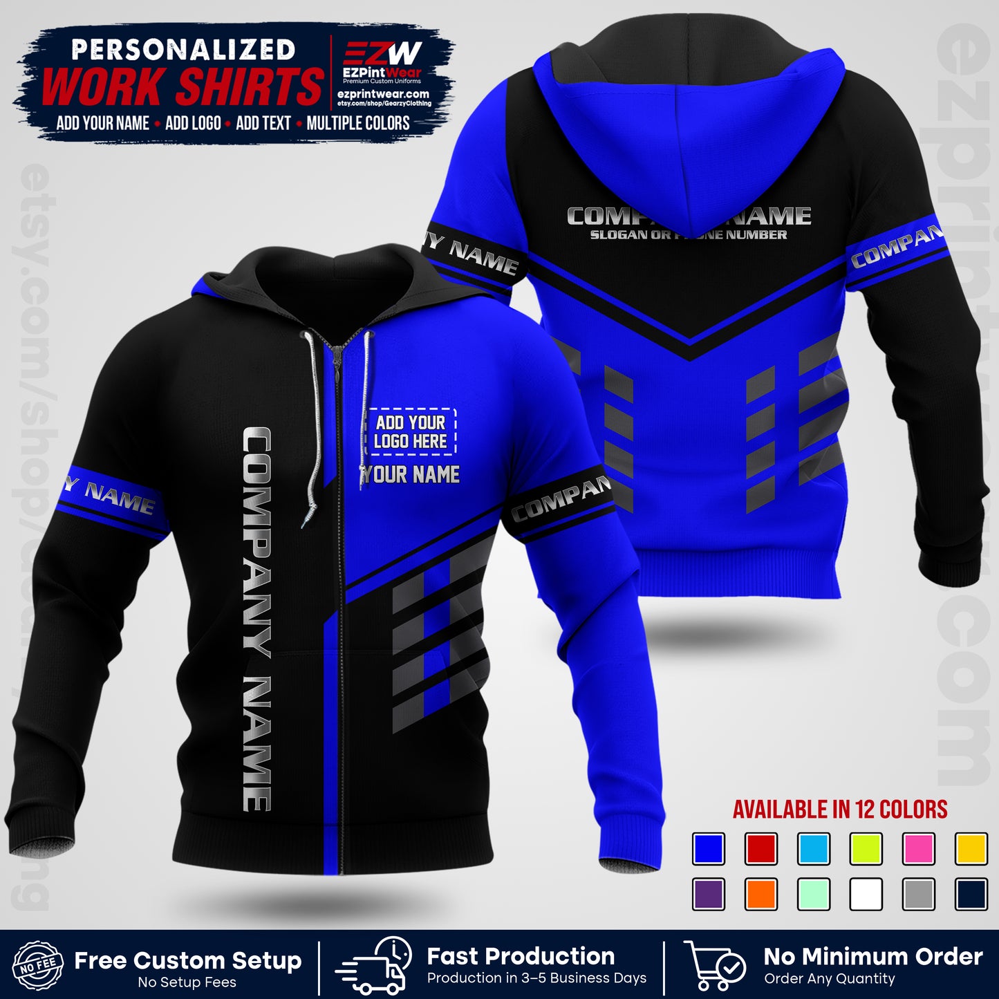 Custom All Over Print Work Uniform Shirt with Name, Logo & Text | Custom Hawaiian Shirt | Company Shirt | Employee Uniform UNF09