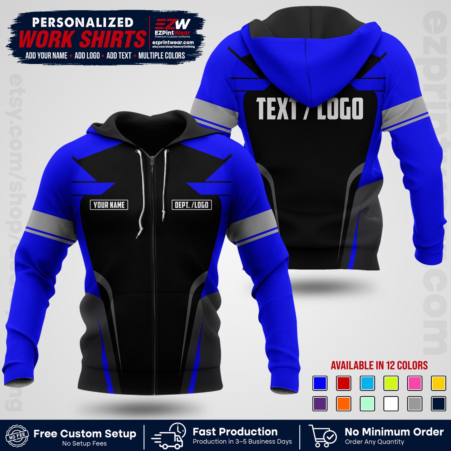 Custom All Over Print Work Uniform Shirt with Name, Logo & Text | Custom Hawaiian Shirt | Company Shirt | Employee Uniform UNF01
