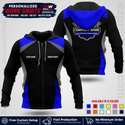 Custom Mechanic Work Shirt with Name, Logo & Text | Auto Shop Uniform | Workwear MCN 08