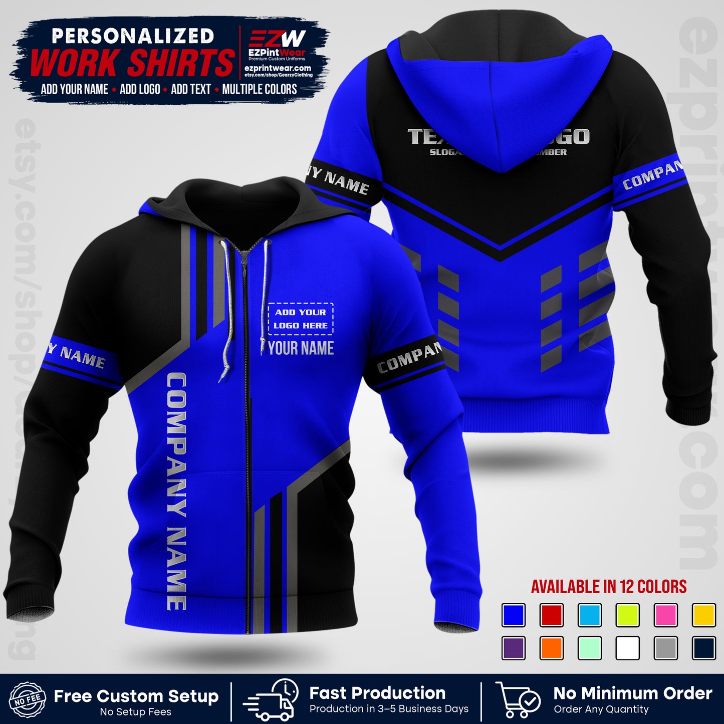 Custom All Over Print Work Uniform Shirt with Name, Logo & Text | Custom Hawaiian Shirt | Company Shirt | Employee Uniform UNF10