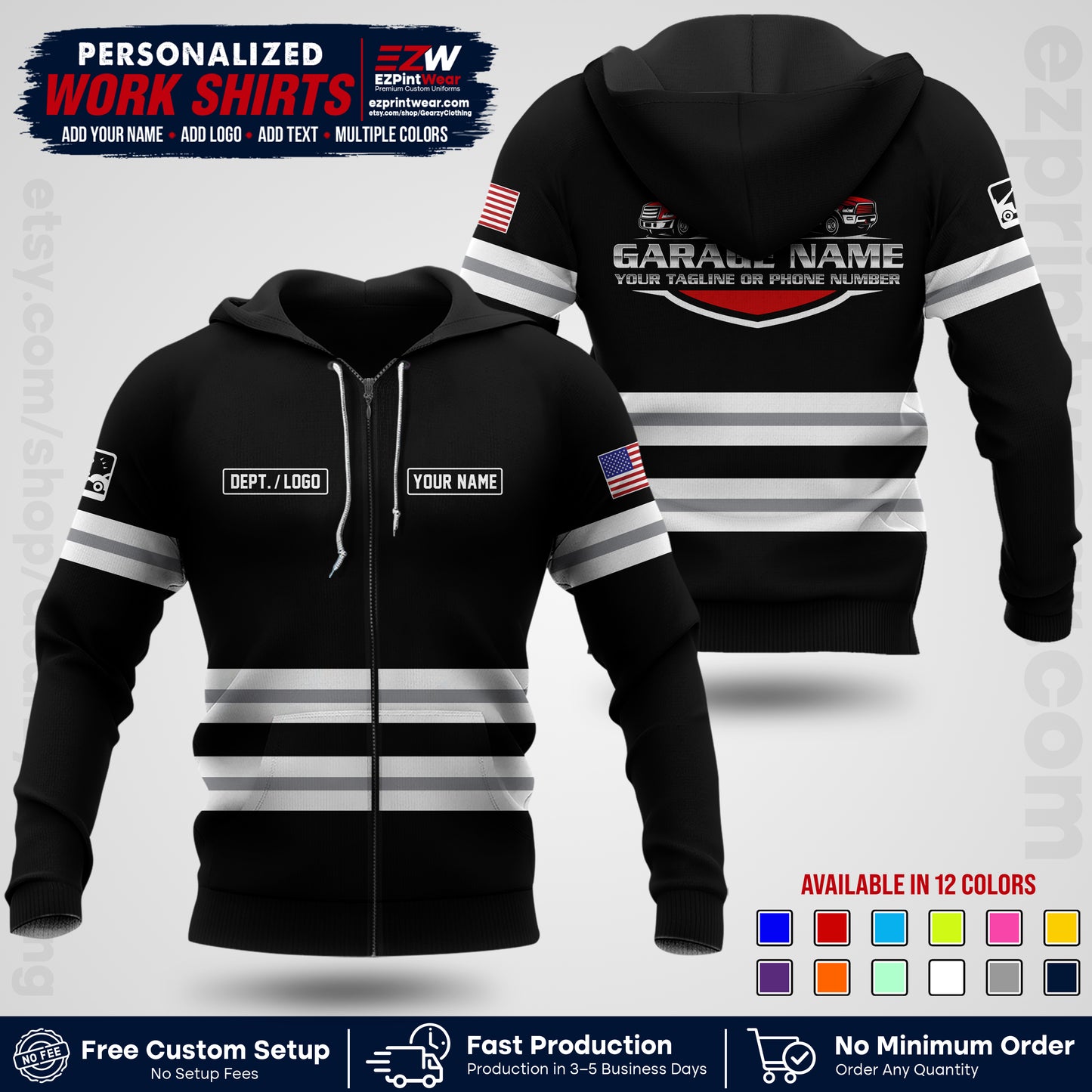 Custom Towing Workwear Uniform | Personalized Tow Truck Shirt | Non-Reflective Safety Stripe Apparel | Custom Towing Shirt | Tow Truck Apparel TW03