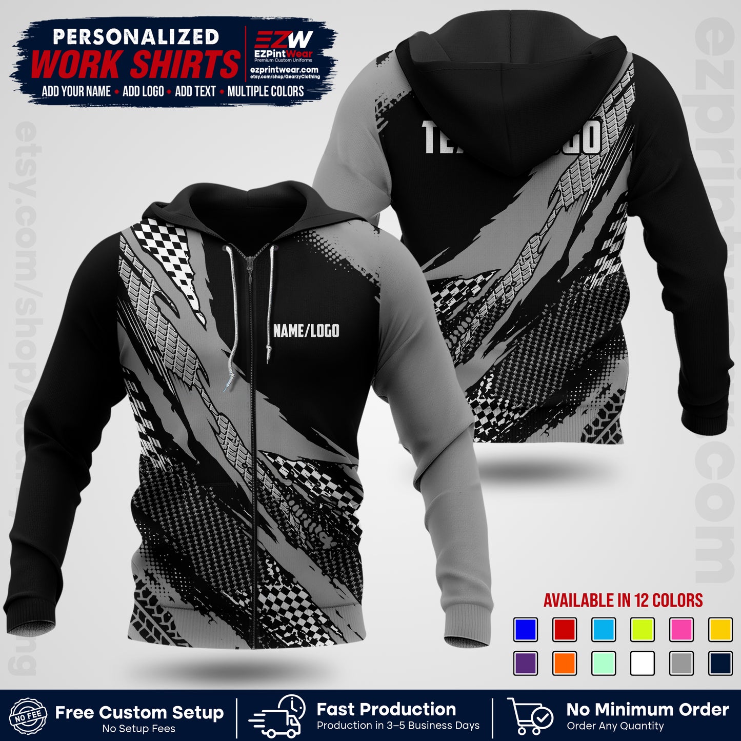 Custom Racing Shirt with Name, Logo & Text | Race Team Uniform | Crew Apparel RC05