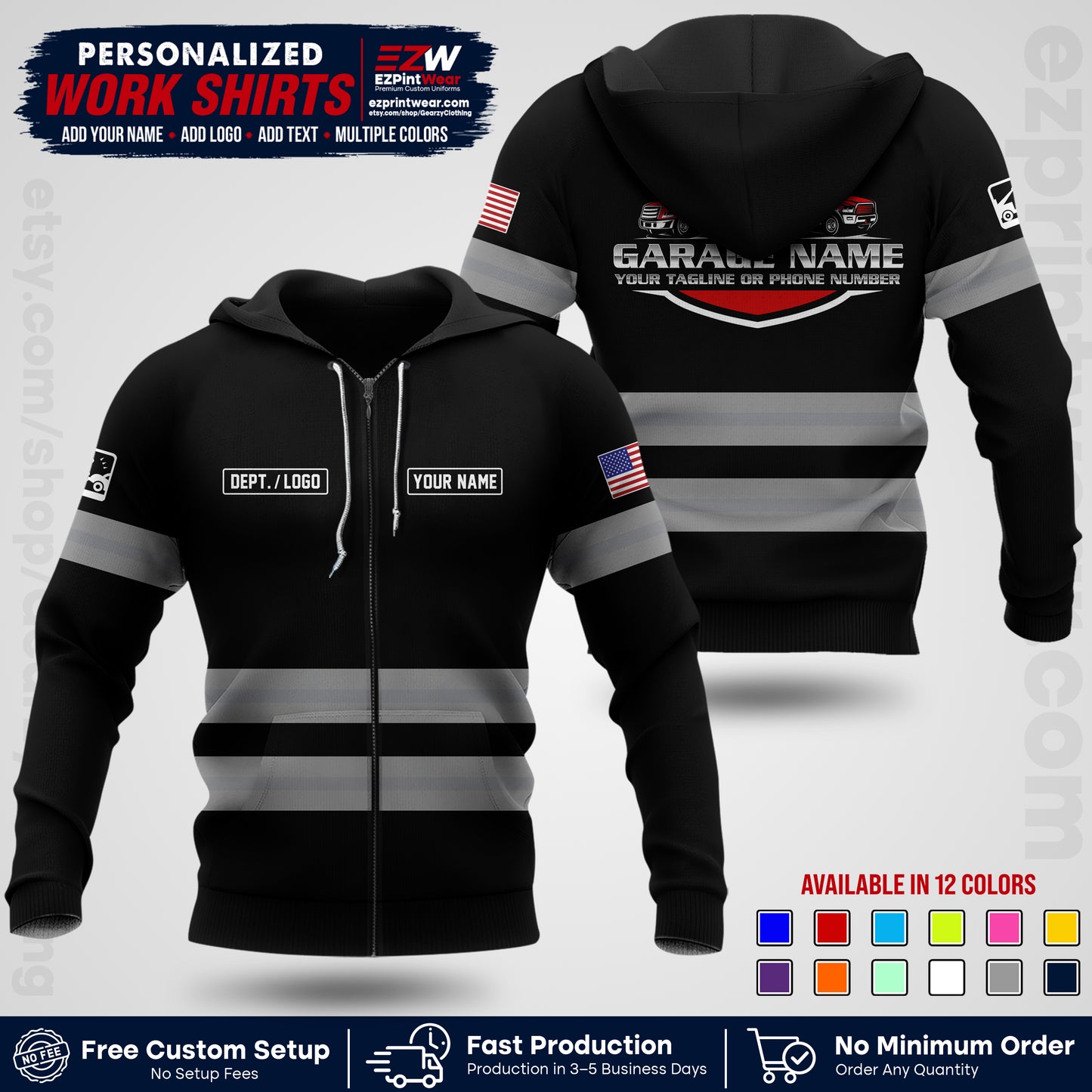 Custom Towing Workwear Uniform | Personalized Tow Truck Shirt | Non-Reflective Safety Stripe Apparel | Custom Towing Shirt | Tow Truck Apparel TW03