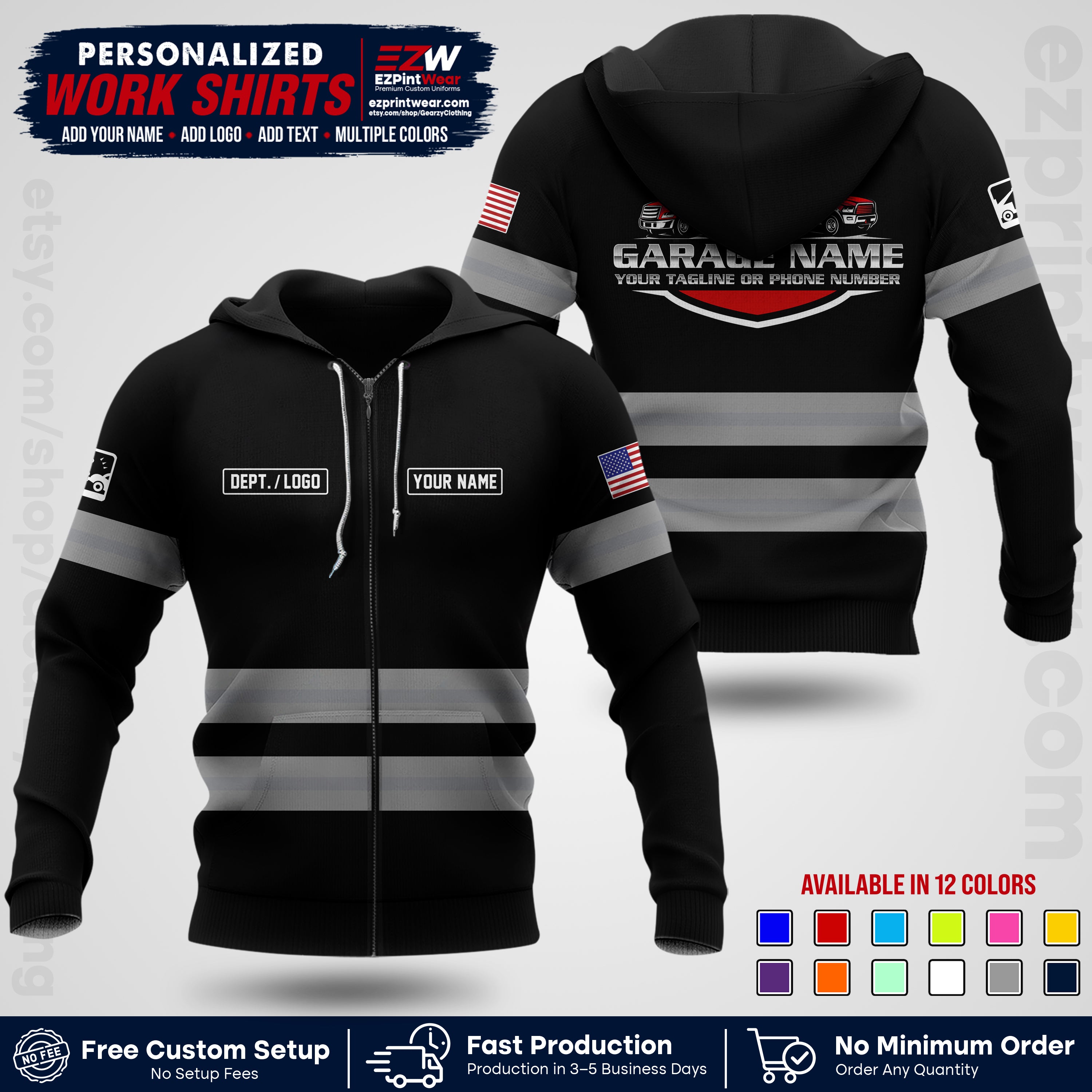 Custom Towing Workwear Uniform | Personalized Tow Truck Shirt | Non-Reflective Safety Stripe Apparel | Custom Towing Shirt | Tow Truck Apparel TW03