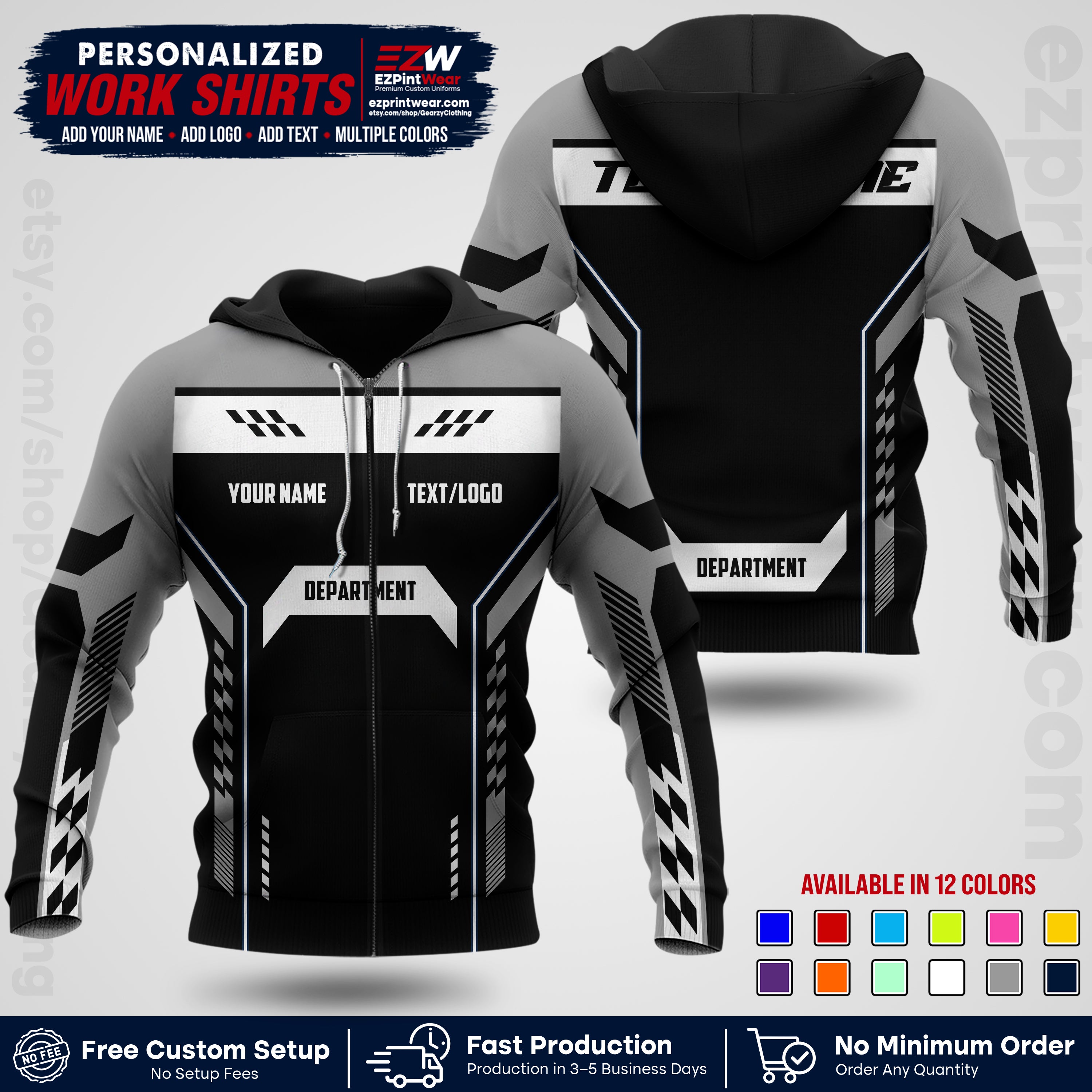 Custom All Over Print Work Uniform Shirt with Name, Logo & Text | Custom Hawaiian Shirt | Company Shirt | Employee Uniform UNF18