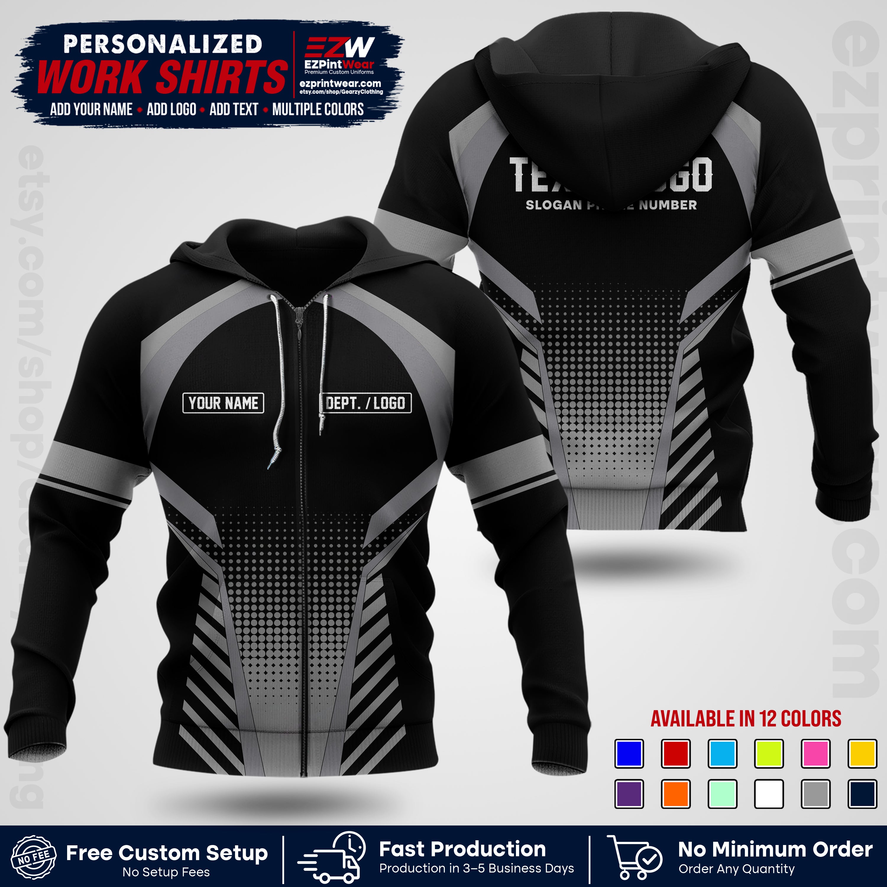 Custom All Over Print Work Uniform Shirt with Name, Logo & Text | Custom Hawaiian Shirt | Company Shirt | Employee Uniform UNF19
