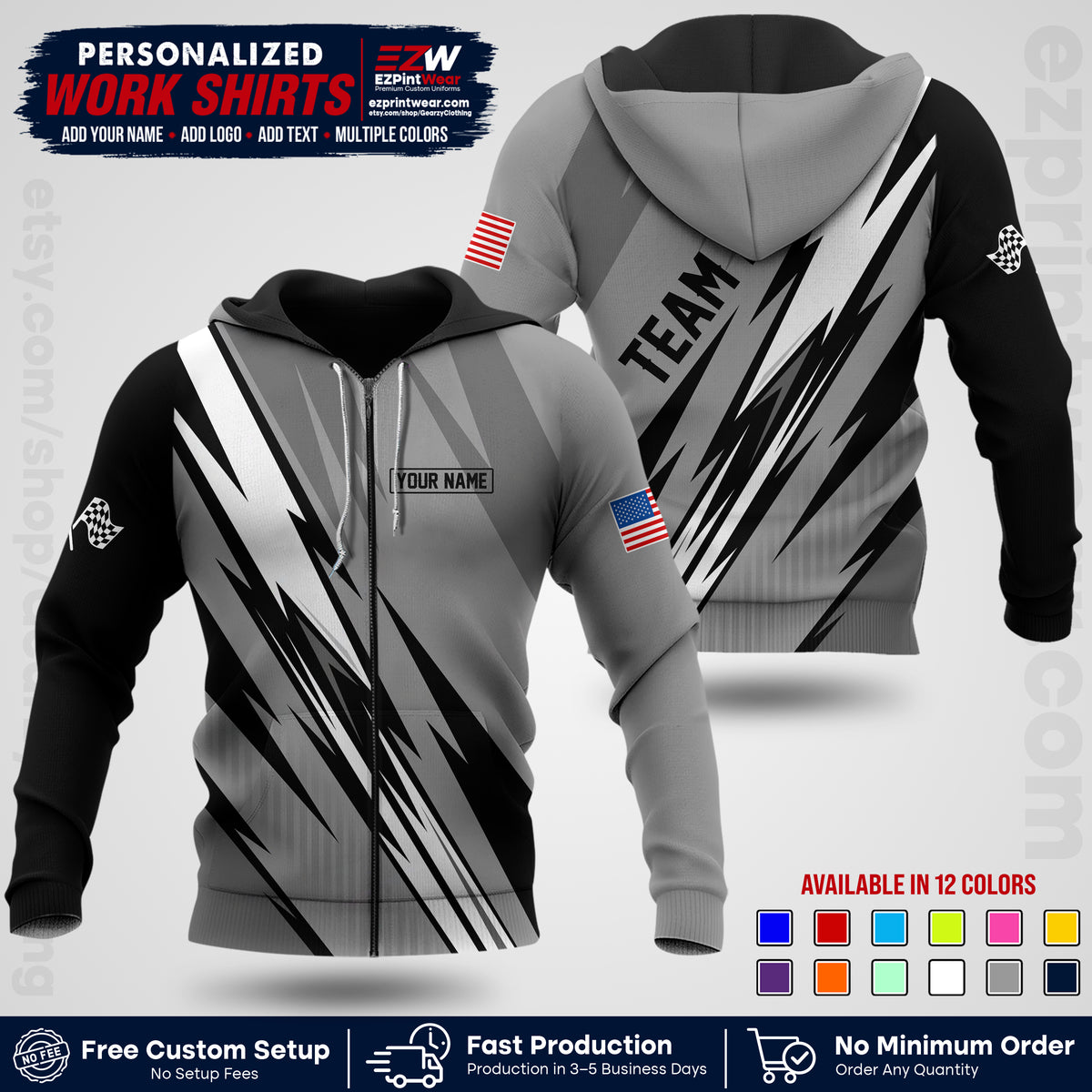 Custom Racing Shirt with Name, Logo & Text | Race Team Uniform | Crew Apparel RC15