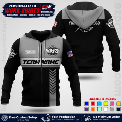 Custom Racing Shirt with Name, Logo & Text | Race Team Uniform | Crew Apparel RC02