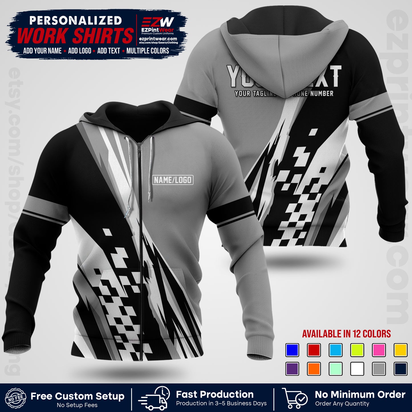 Custom Racing Shirt with Name, Logo & Text | Race Team Uniform | Crew Apparel RC04