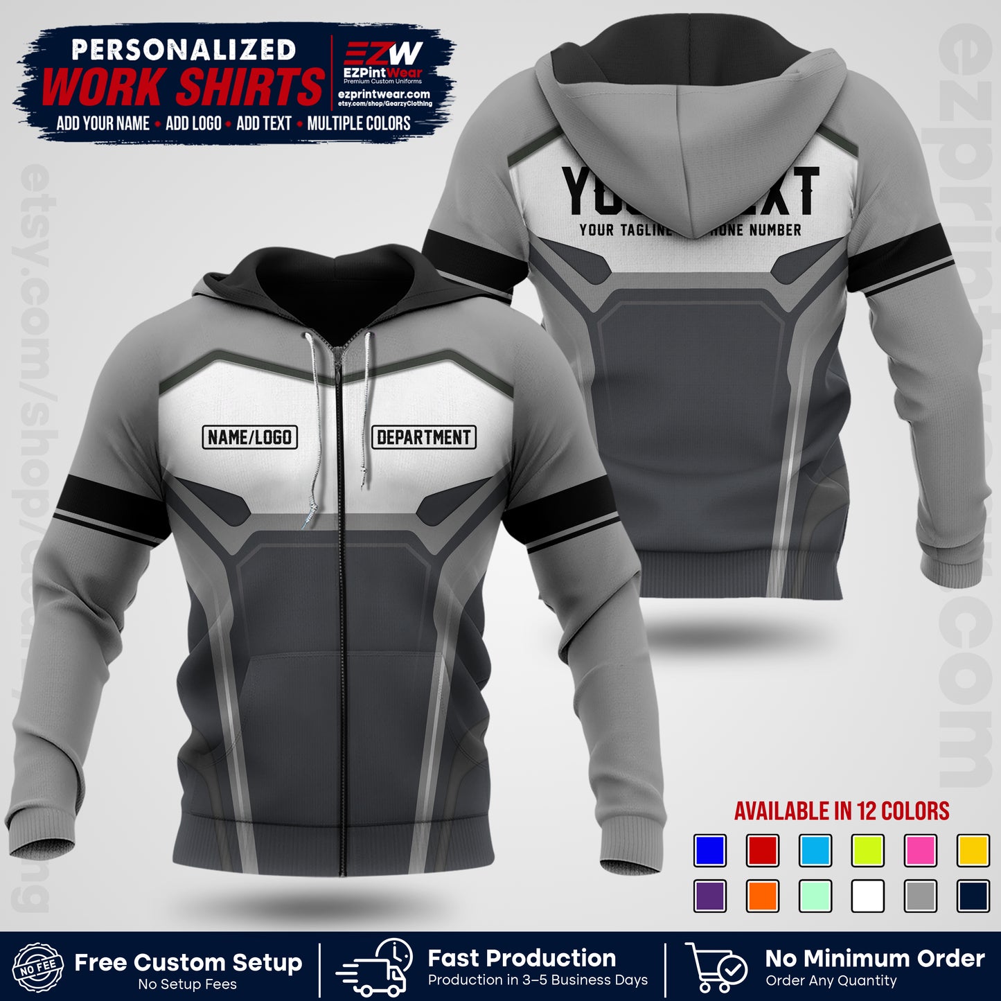 Custom All Over Print Work Uniform Shirt with Name, Logo & Text | Custom Hawaiian Shirt | Company Shirt | Employee Uniform UNF05