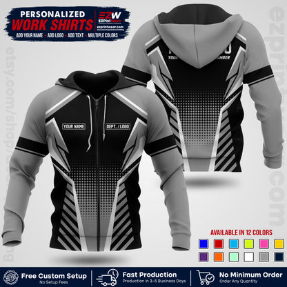 Custom All Over Print Work Uniform Shirt with Name, Logo & Text | Custom Hawaiian Shirt | Company Shirt | Employee Uniform UNF14