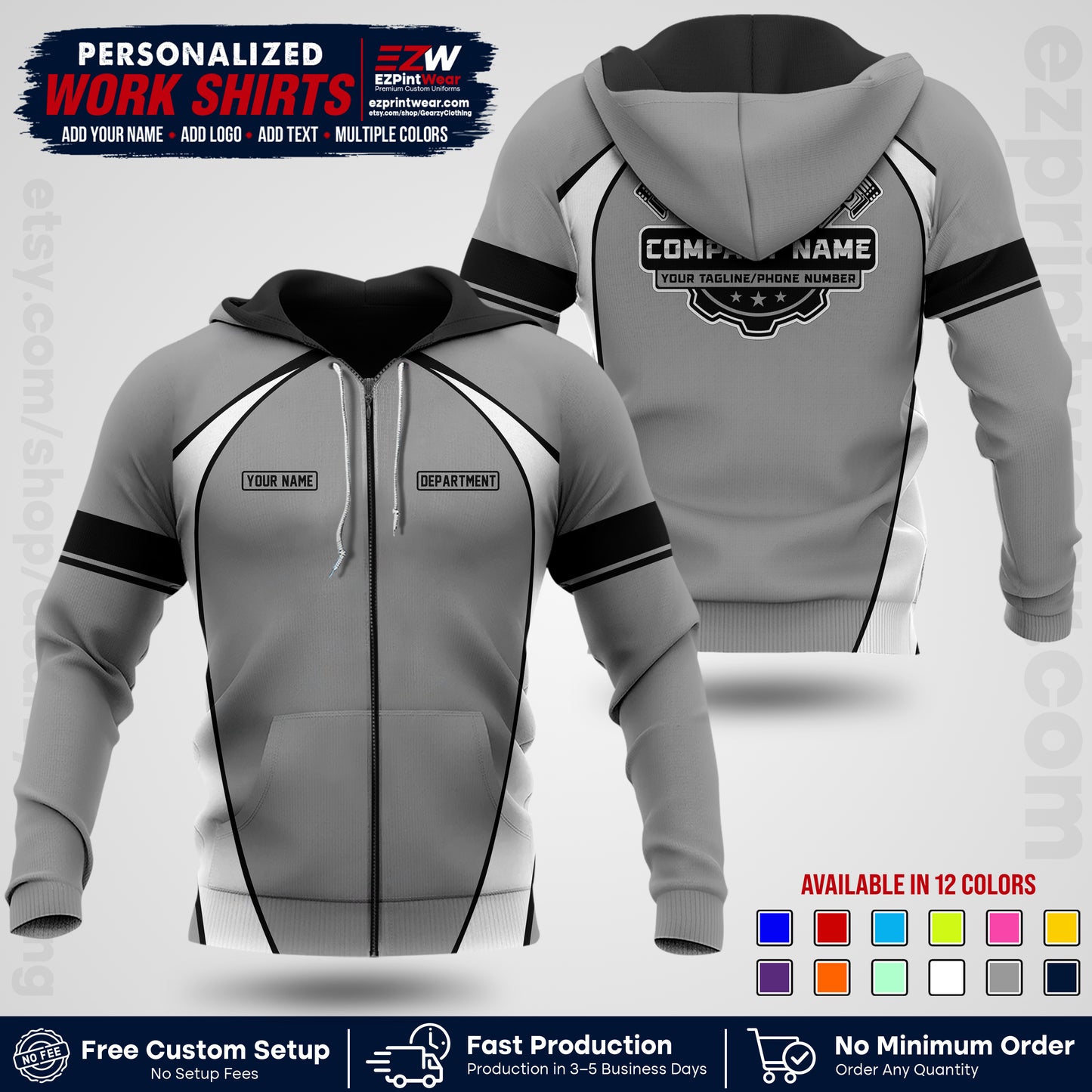 Custom Mechanic Work Shirt with Name, Logo & Text | Auto Shop Uniform | Workwear MCN 09