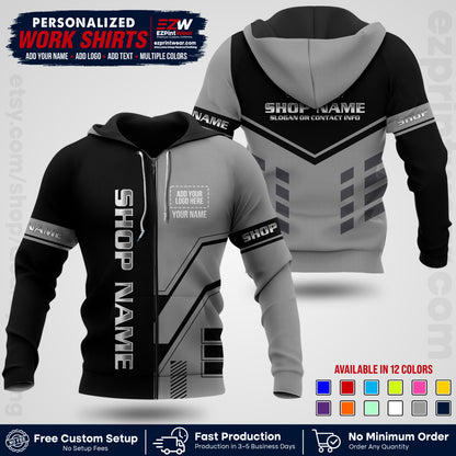 Custom All Over Print Work Uniform Shirt with Name, Logo & Text | Custom Hawaiian Shirt | Company Shirt | Employee Uniform UNF11