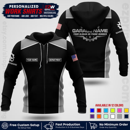Custom Mechanic Work Shirt with Name, Logo & Text | Auto Shop Uniform | Workwear MCN 07