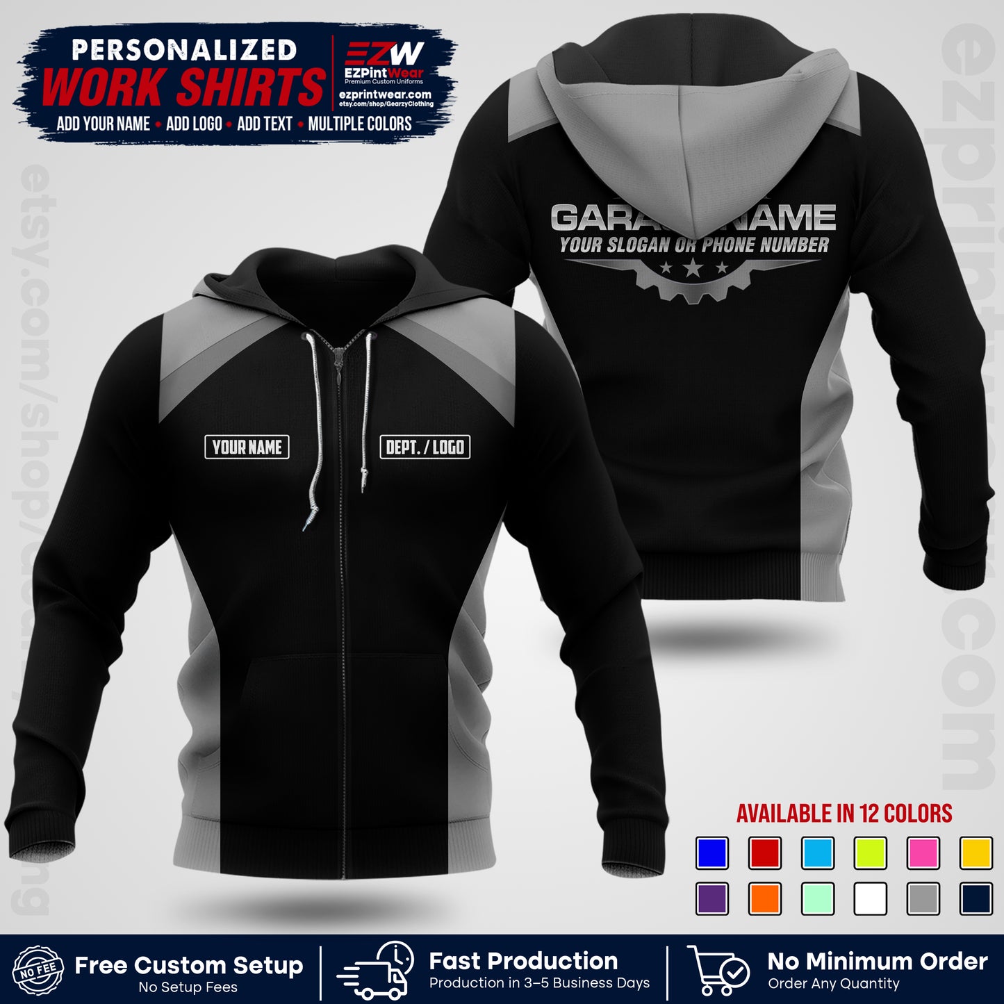 Custom Mechanic Work Shirt with Name, Logo & Text | Auto Shop Uniform | Workwear MCN 06