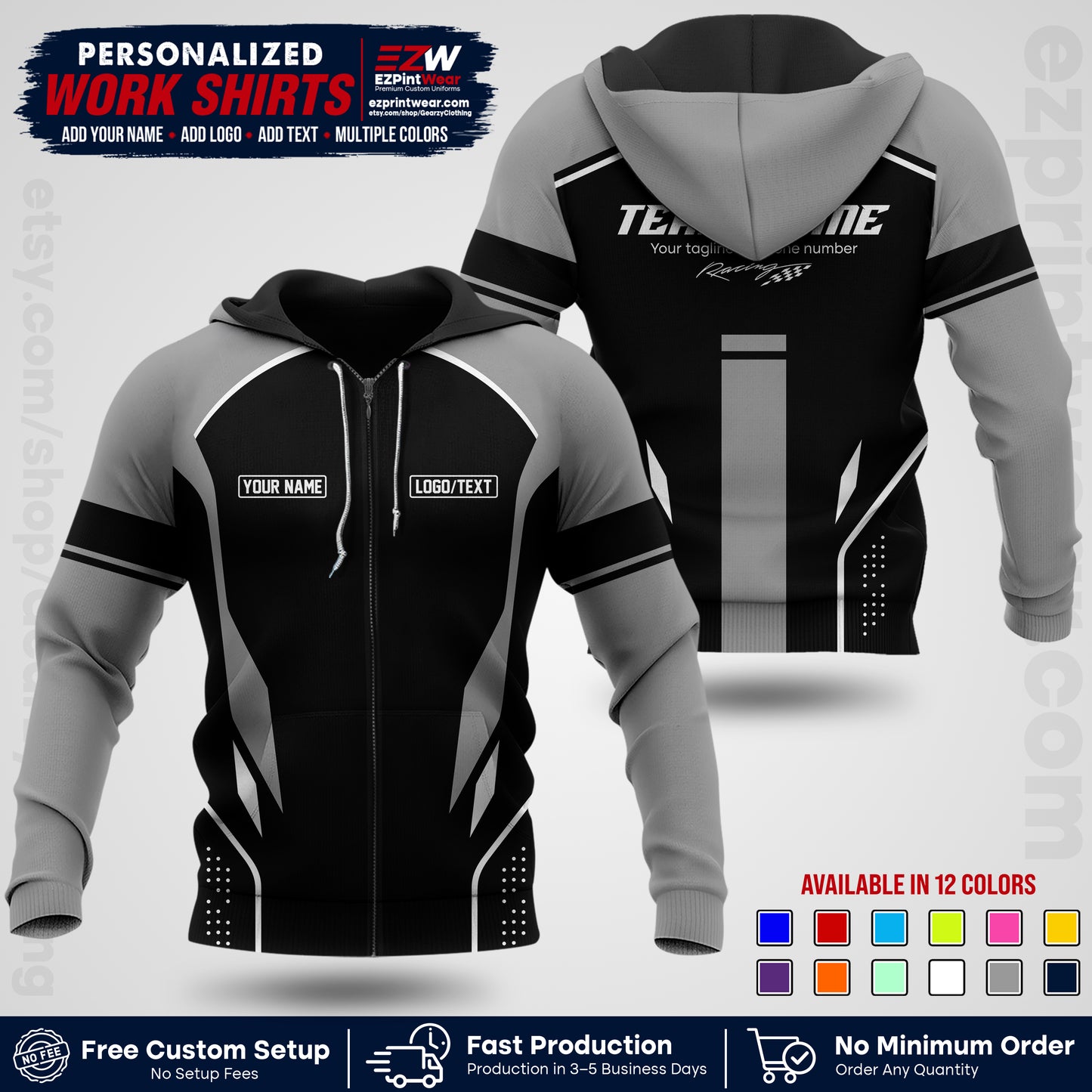 Custom Racing Shirt with Name, Logo & Text | Race Team Uniform | Crew Apparel RC06