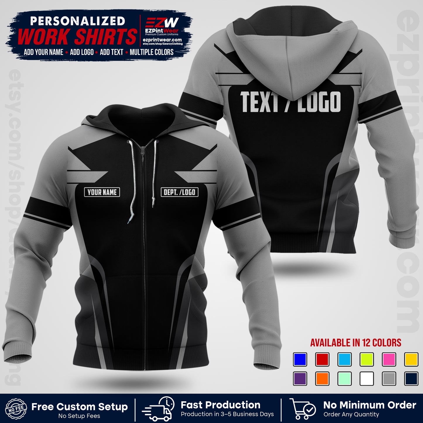 Custom All Over Print Work Uniform Shirt with Name, Logo & Text | Custom Hawaiian Shirt | Company Shirt | Employee Uniform UNF01