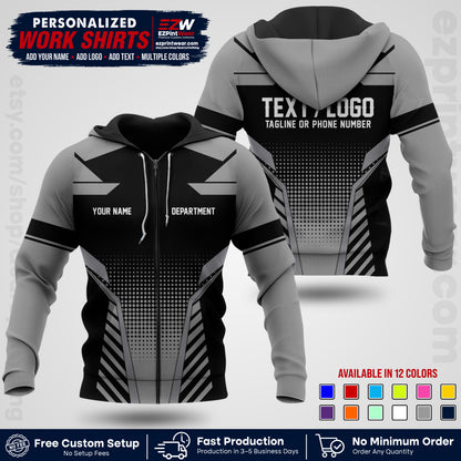 Custom All Over Print Work Uniform Shirt with Name, Logo & Text | Custom Hawaiian Shirt | Company Shirt | Employee Uniform UNF06
