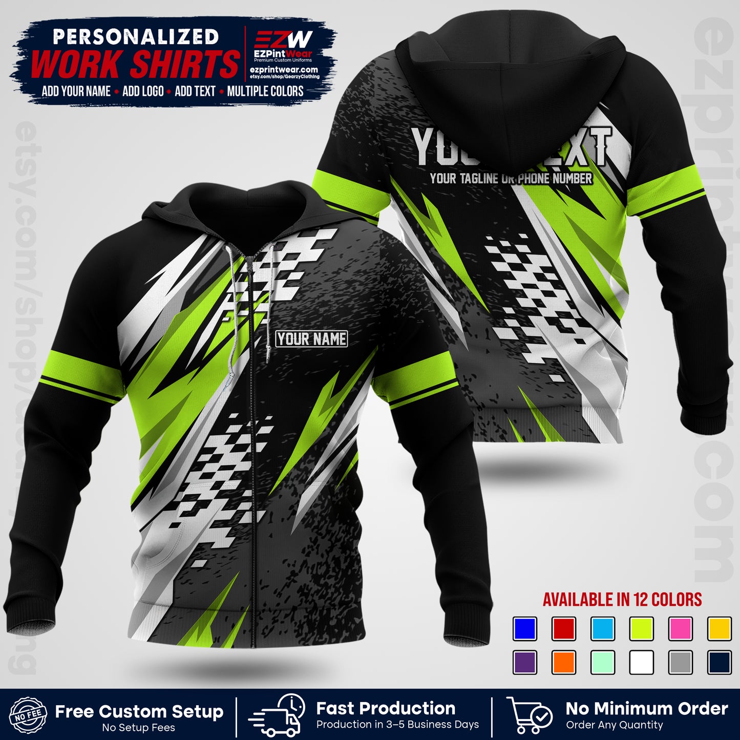 Custom Racing Shirt with Name, Logo & Text | Race Team Uniform | Crew Apparel RC03