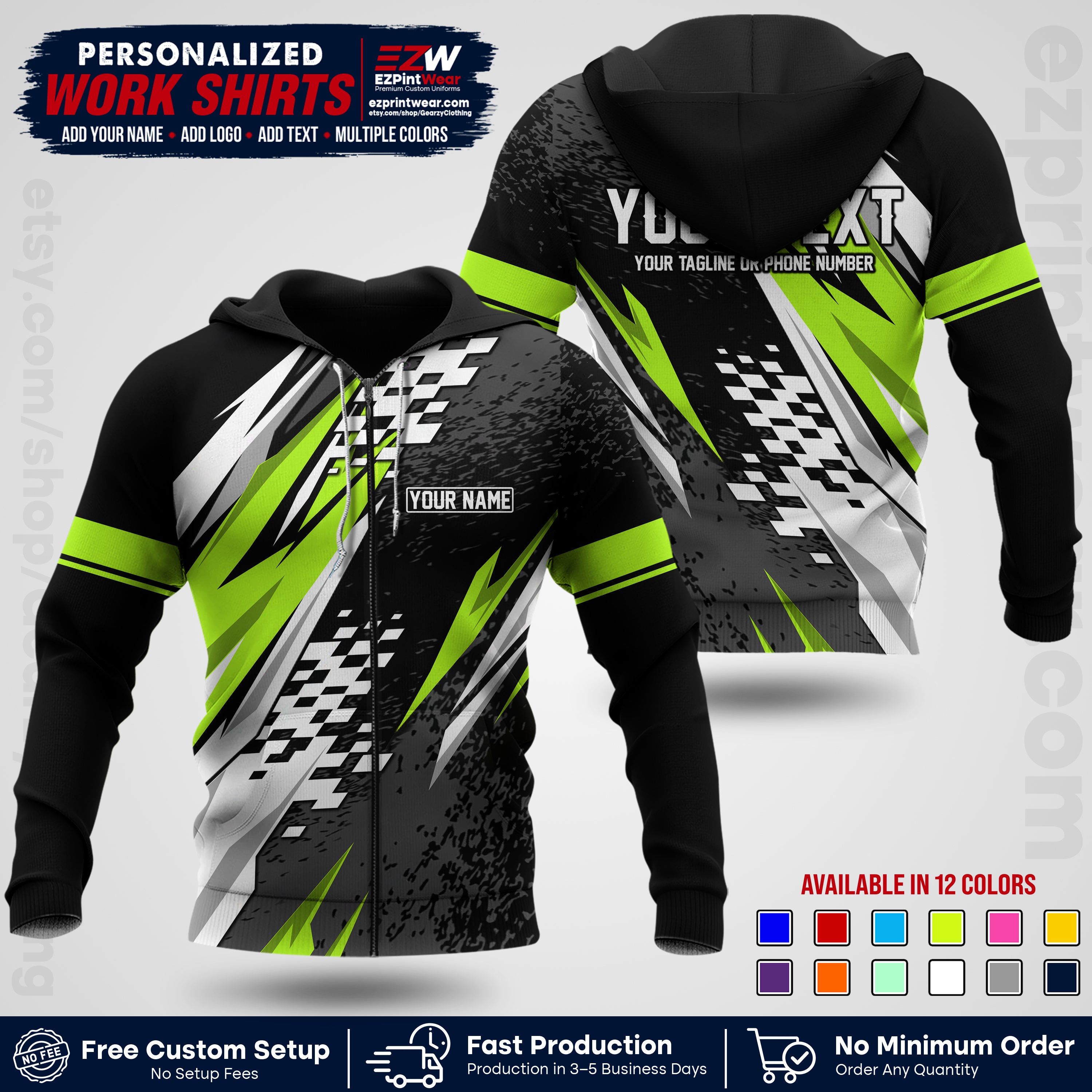 Custom Racing Shirt with Name, Logo & Text | Race Team Uniform | Crew Apparel RC03