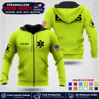 Custom EMS Shirt with Name, Logo & Text | EMS Team Uniform | First Responder Workwear EMSU01