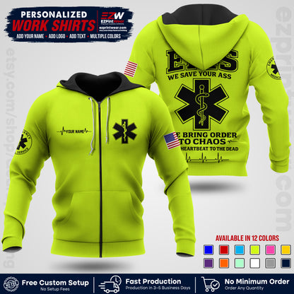 Custom EMS Shirt with Name, Logo & Text | EMS Team Uniform | First Responder Workwear EMSU05