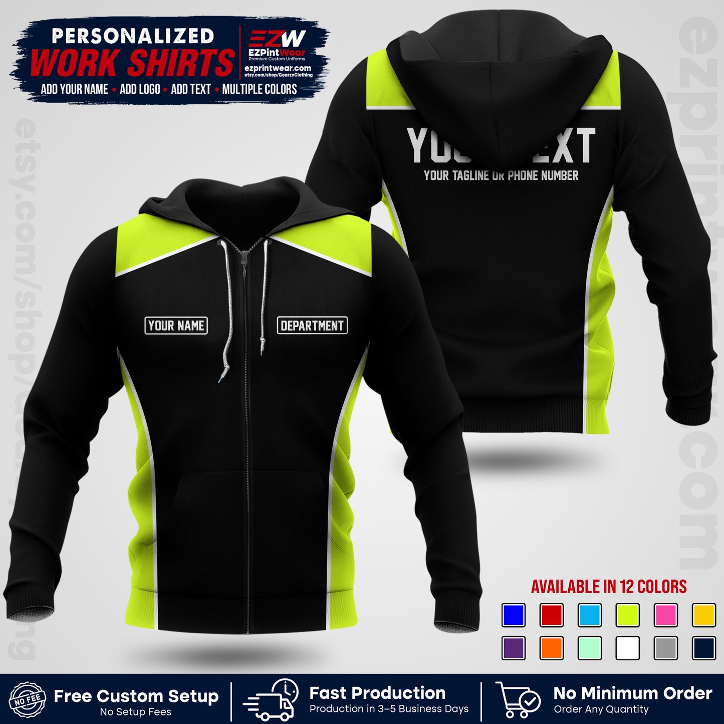 Custom All Over Print Work Uniform Shirt with Name, Logo & Text | Custom Hawaiian Shirt | Company Shirt | Employee Uniform UNF12